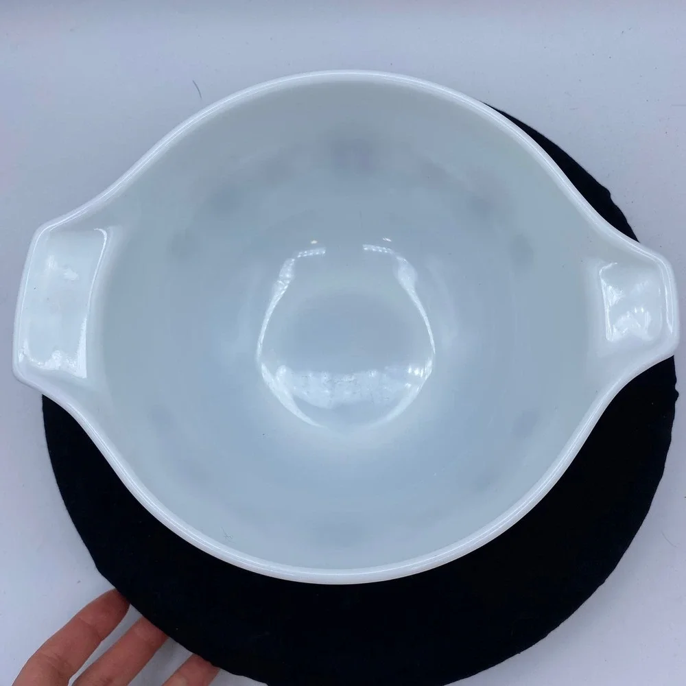 Vintage Pyrex Town Country 1.5 Qt Cinderella Mixing Bowl 442 Brown White Nesting